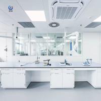 Banco de Ilha de Laboratório em forma de L Largura personalizada 75x90cm Mobiliário de estação de trabalho branco