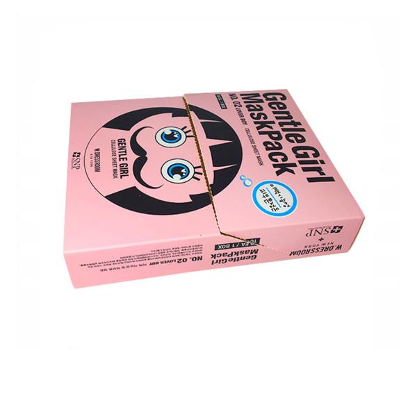 Pink Folding Cardboard Gift Boxes For Mask Packaging Gold Foil Stamping