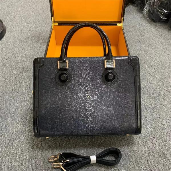 Authentic Real True Stingray Skin Businessmen Passcode Briefcase Genuine Crocodile Leather Male Top-handle Handbag