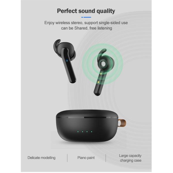 Black White Waterproof Bluetooth Earphones 55mAh TWS True Wireless Stereo Earbuds