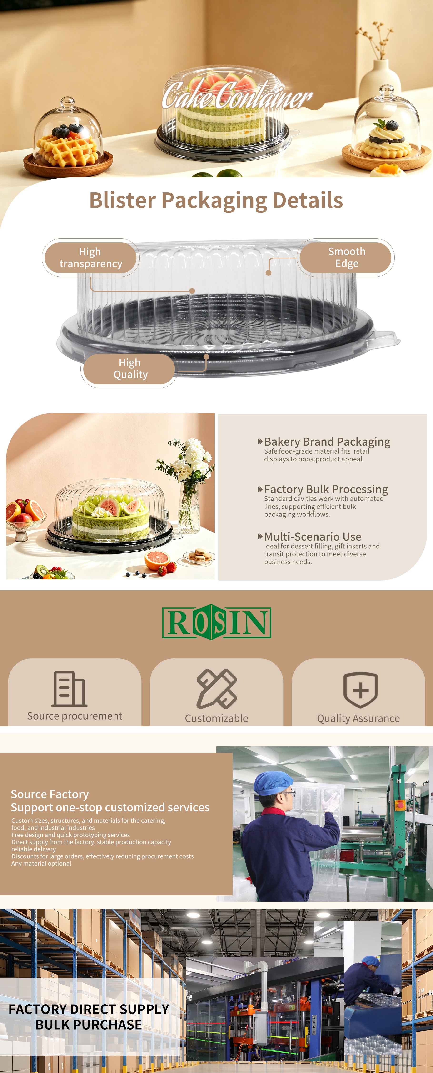 custom disposable round 12 inch PET transparent cake box with lid