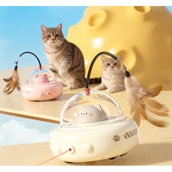 Adjustable Chicken Toy Automatic Laser Feather Bell Interactive Electric USB Rechargeable Safe Lifelike Taffeta Material