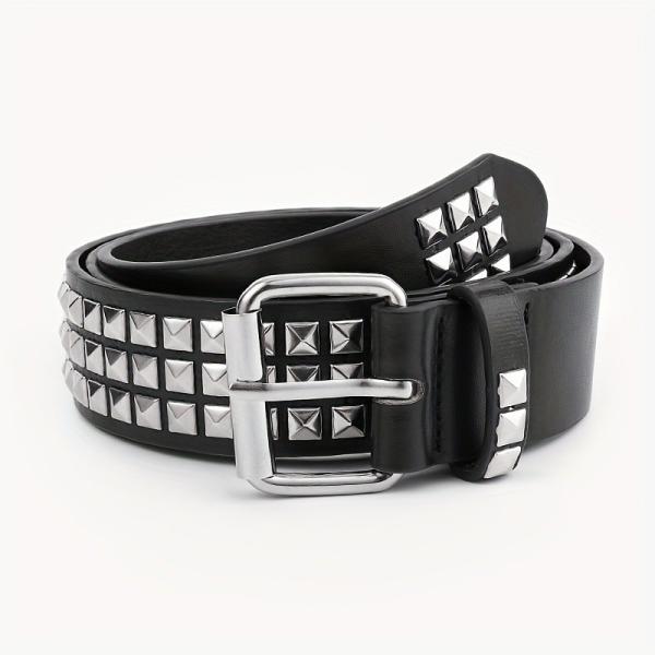 Unisex Western Belt with Ordinary Style Width 2-4cm Iron Buckle Rivet Punk Design