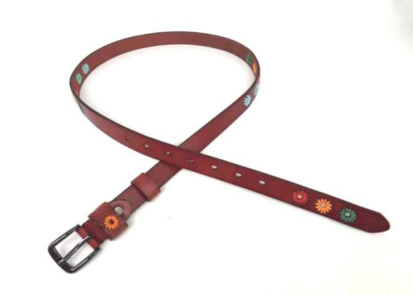 Embroidered Flowers Cowhide 95cm Female Leather Belts