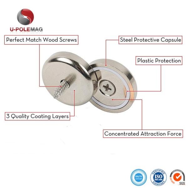 Max Working Temperature 80 Celsius 35 LB Pull Power Ferrite Cup Magnets for Mounting