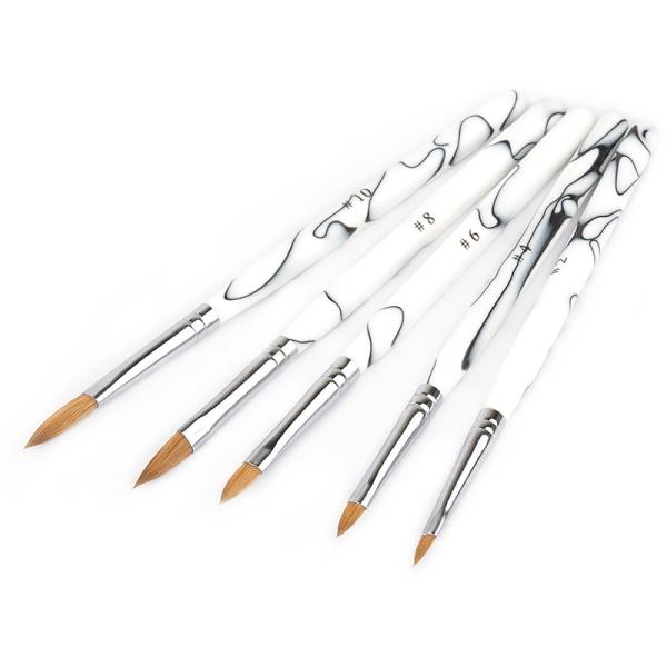 Marble Handle Nail Painting Brush Aluminium Ferrule Kolinsky Hair 3D Nail Brush