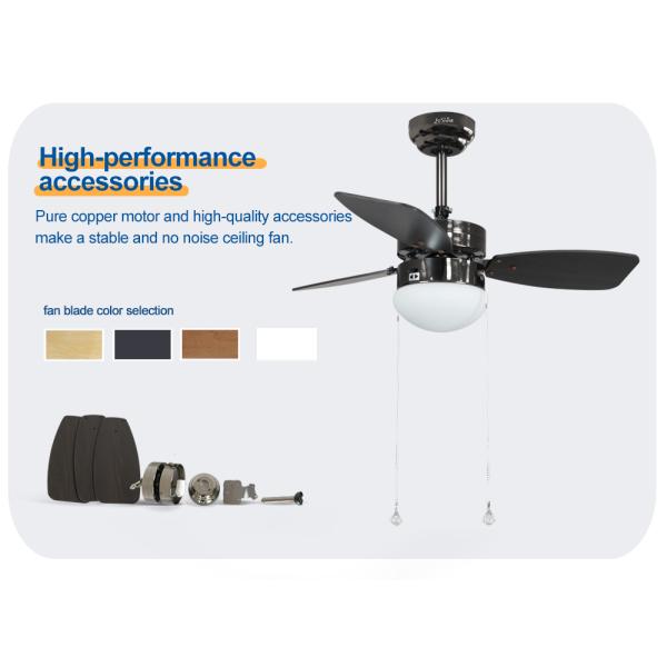 ceiling fan Fãs de teto pequenos modernos das lâminas do Mdf do motor 3 do cobre da C.A. com corrente de tração