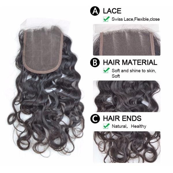 Ear To Ear Lace Top Closure Natural Black 1b# Loose Wave Brazilian Remy Hair