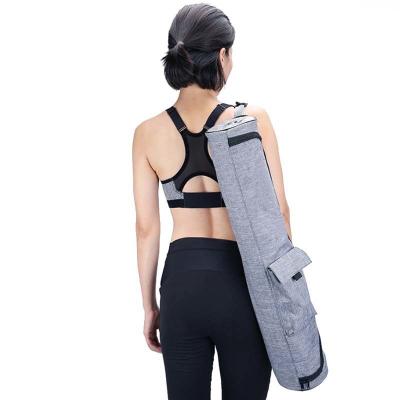 Durable Canvas Yoga Mat Carry Bag / Yoga Backpack With Multifunctional Side Pockets