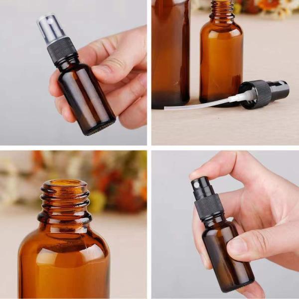 Stock Amber Glass Spray Bottle 10ml 15ml 20ml 30ml 50ml 100ml Round Glass Empty Perfume Bottle Black Cap Cylinder Bottle Perfume