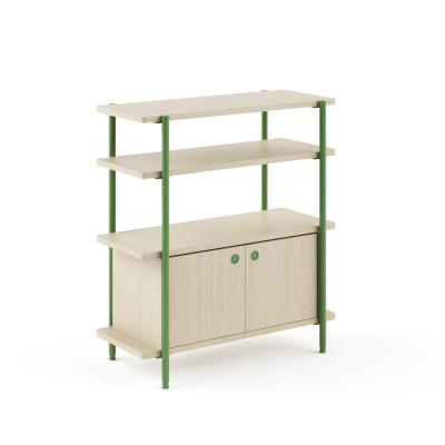 FLEX Modern Open Office Storage Cabinet With Doors And Shelves Multi Tiered Design