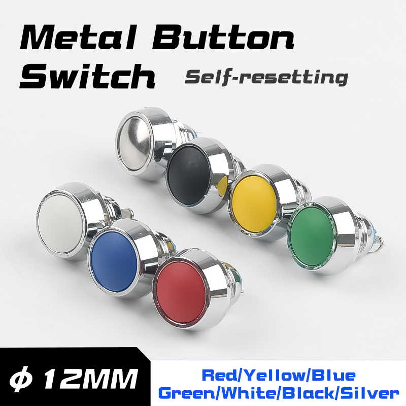 12mm Metal Pushbutton Switch, Screw Foot Welding Foot Semi-Oxygen Mini Ball Head Waterproof Self-Resetting Small Push button