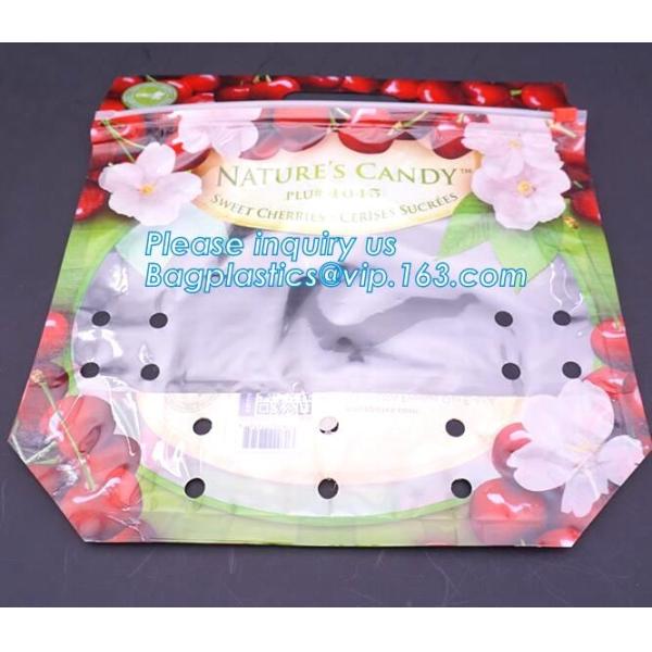 LDPE Zip lockk aseptic grape bag,cherry bag,fruit bag with hole/slider Zip lockk fruit bag with air holes for grape packagin