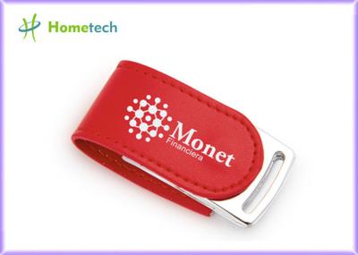 movimentação de couro agradável da pena do Usb da tampa da movimentação vermelha do flash do Usb do couro 4GB com logotipo feito sob encomenda