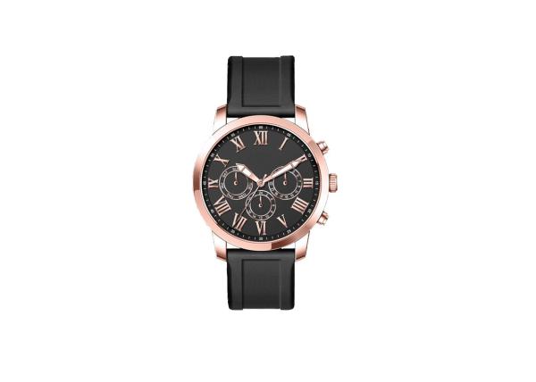 Quartz Movt Silicon Band Alloy Case Watch 50M Water Resistant IP Plating