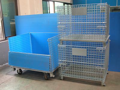 Galvanised Foldable Pallet Wire Storage Cages Containers , Security Cages For Storage