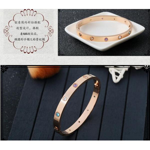 Hot Jewelry Round Bangle Gold Color 316L Stainless Steel bracelet, Coloe Dimond Bangle for women