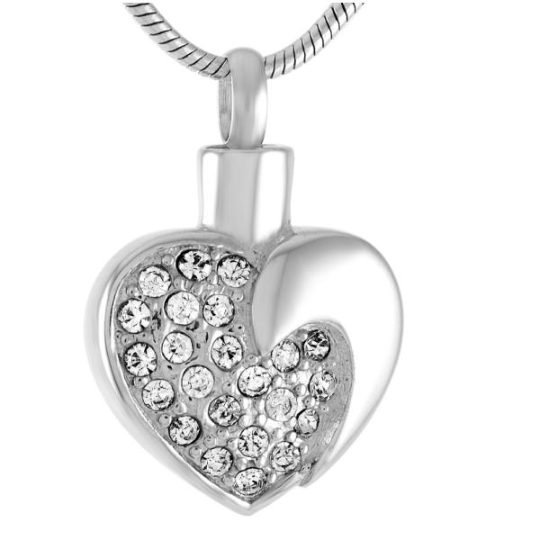 Heart Crystal Pendant Necklace Cremation Jewelry for Women Keepsake Ashes Locket Pet Urn Gift
