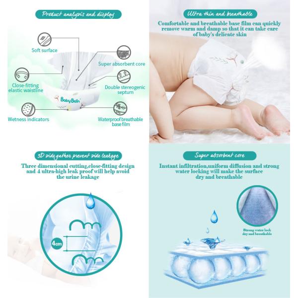 Ворсистый пеленки ленты дешевого оптового младенца ODM OEM свободных образцов устранимый