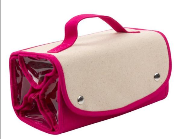 canvas roll up cosmetic travel cosmetic holder roomy interior holderCanvas Roll Up Cosmetic Accessory Organizer