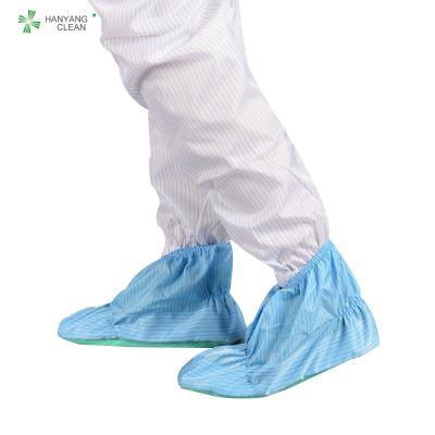 A sapata antiderrapante antiestática do ESD da listra das sapatas do outsole macio branco reusável e lavável do quarto desinfetado cobre