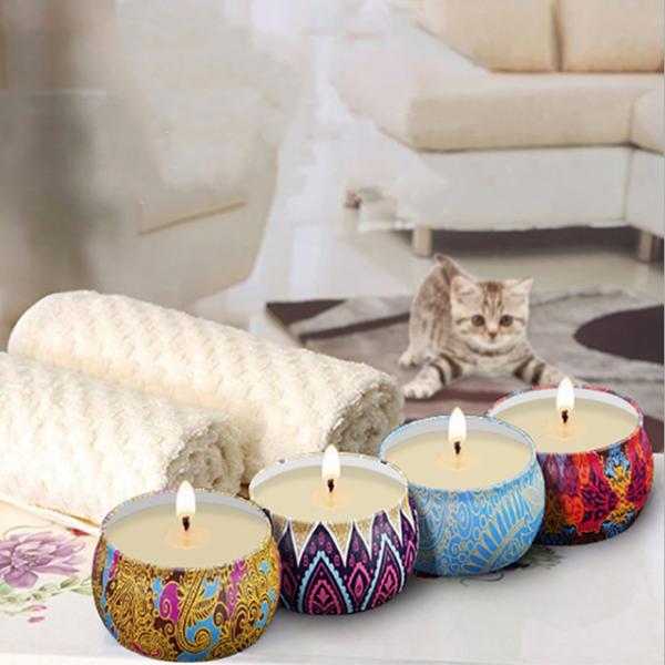 Custom Retro Patterns Travel Metal Jar Scented Candle Tin Candle Gift Sets