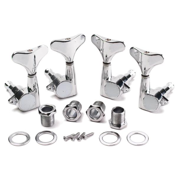 2R2L Pios de ajuste de substituição de cromo para guitarra acústica 4 Acessórios de guitarra de baixo de cordas