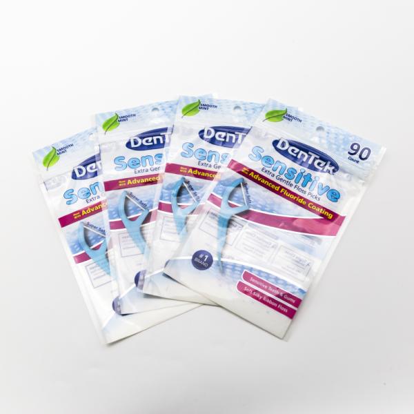 Bolsa de embalaje de plástico de diseño de tamaño personalizado de material laminado con impresión de logotipo para embalaje de hilo dental al por mayor.