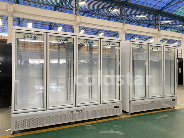 Supermarket Glass Door Upright Display Freezer And Refrigerator With CE