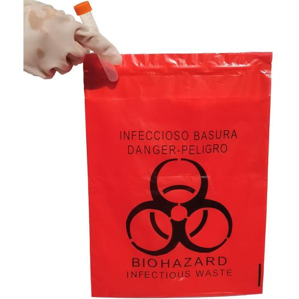 Ручка LDPE на сумках избавления Biohazard, медицинских сумках уничтожения отбросов