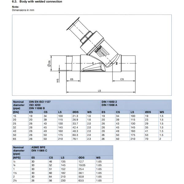 Pneumatically operated 2/2 way angle seat valve CLASSIC  Stainless steel body with PA actuator