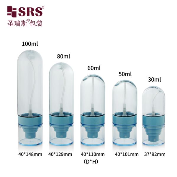 PETG02 30ml 50ml 60ml 80ml 100ml Empty Custom Semi-transparent Colored Blue PETG Spray Pump Bottle For Skincare Toner
