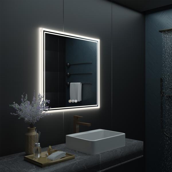 36 Inch LED Square Mirror IP44 Bathroom Mirrors With Lights