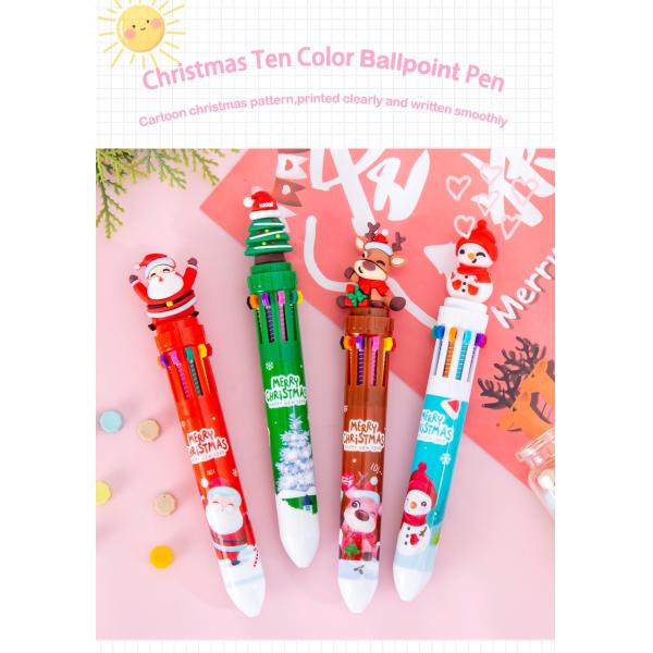 Christmas Ten Color Bullet Ballpoint Pen Cartoon Press Journal Ball Pen