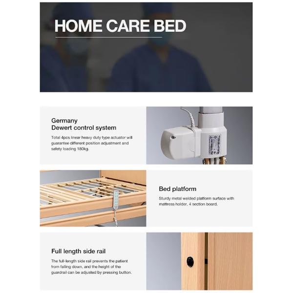 Wooden Electric 5 Function Home Nursing Bed for Elderly Patients Adjustable and Foldable Design