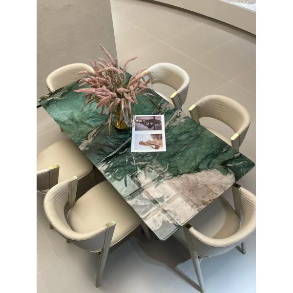 Luxury Emerald Green Marble Dining Table | Natural Artistry for Dining Room