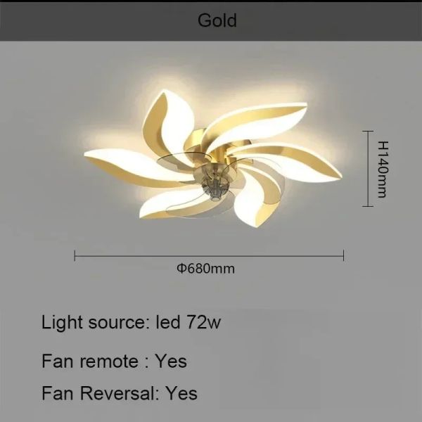 Remote Control Living Dining Table Room Bedrooms Fan Lighting Fixtures Petals led Ceiling fan light(WH-CLL-57)