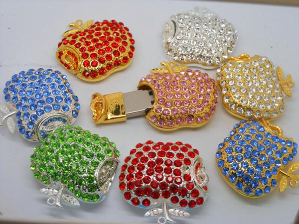 Corporate Gifts Aluminium Diamond Apple Shape Jewelry 2.0 USB flash drive 8Gb