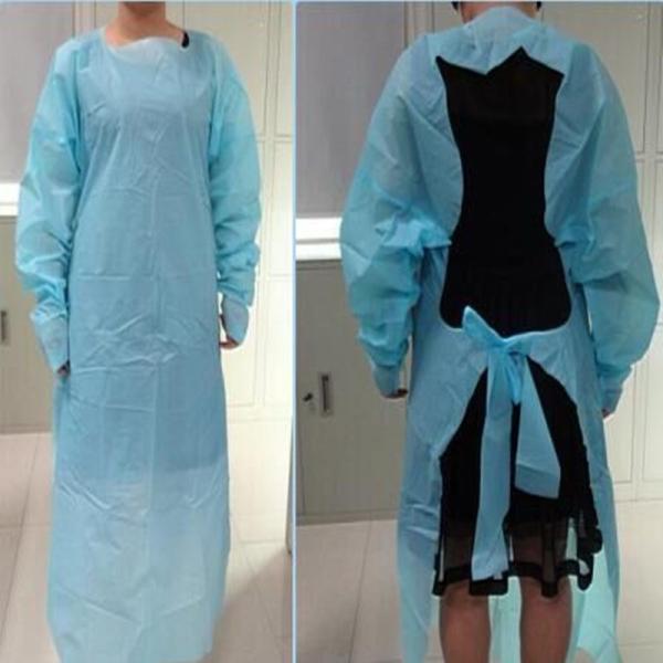 Anti Dust Disposable Plastic Aprons With Sleeves , CPE Disposable Hospital Gowns