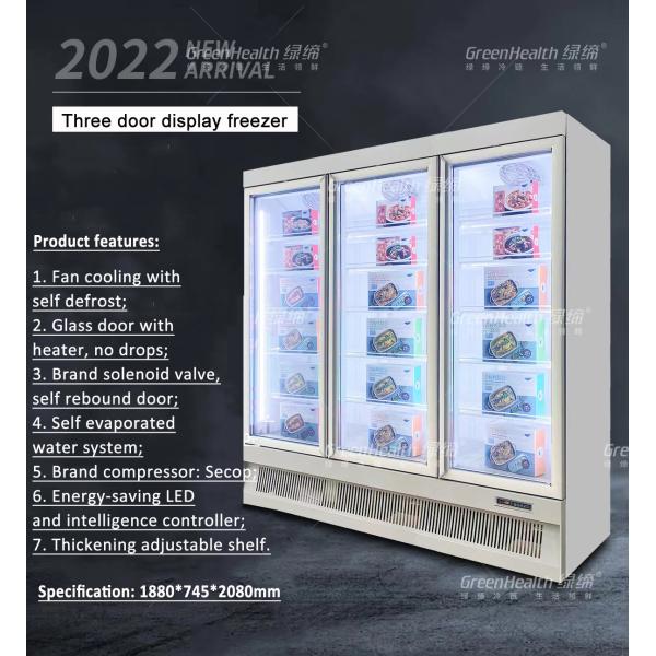 Self Defrost Frozen Glass Door Freezer 1600L Secop Compressor