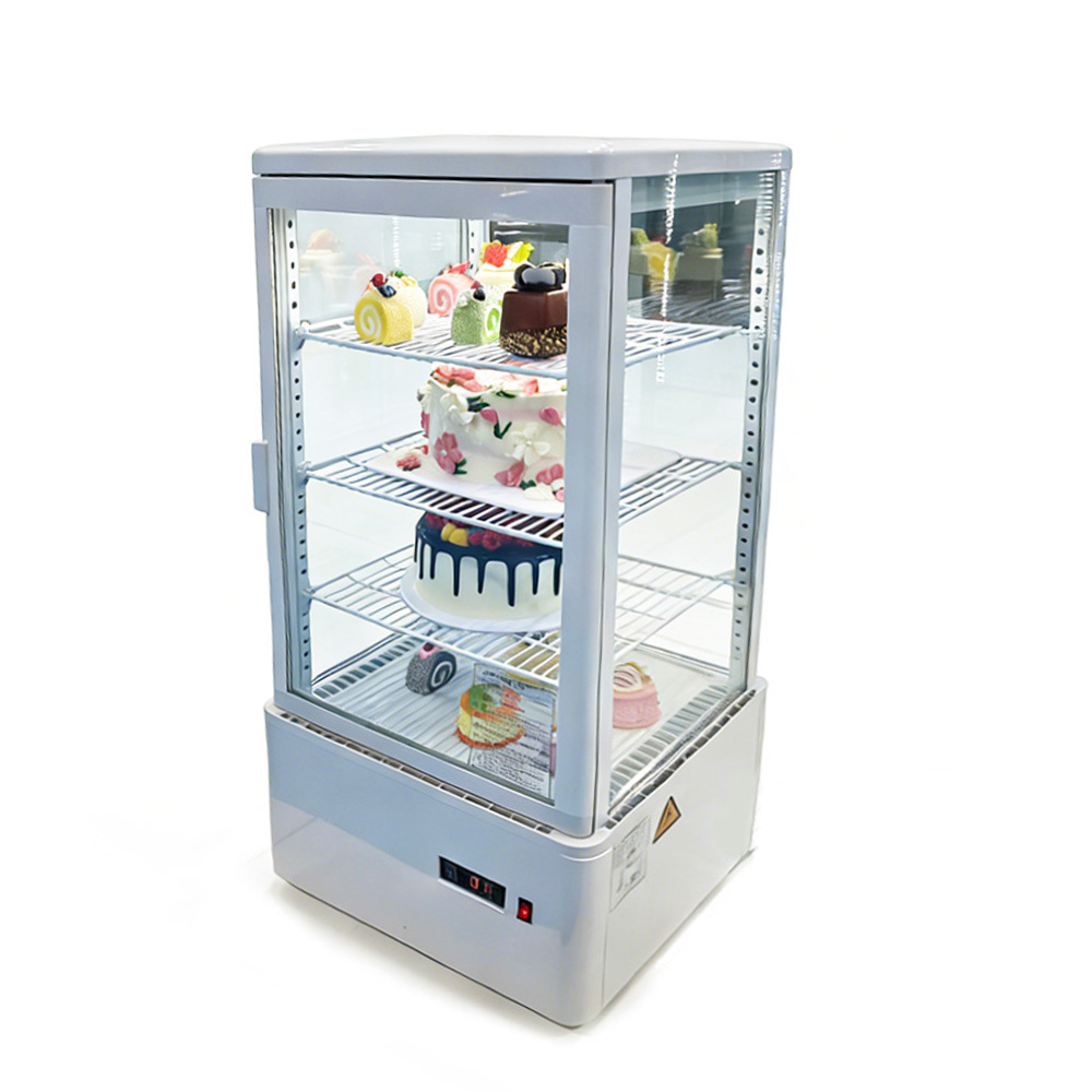 Refrigerated Bakery Glass Showcase Case 360 Deg Large Capacity Upright Glass Freezer 340W