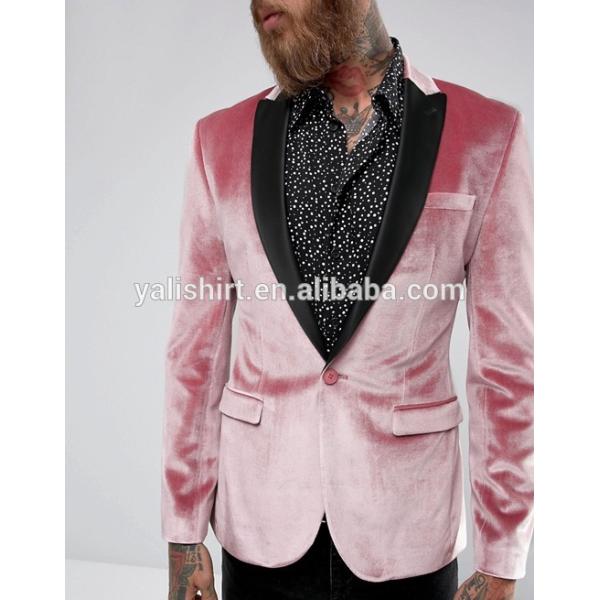 Factory custom high quality mens Super skinny fit peaked lapels velvet blazer jacket