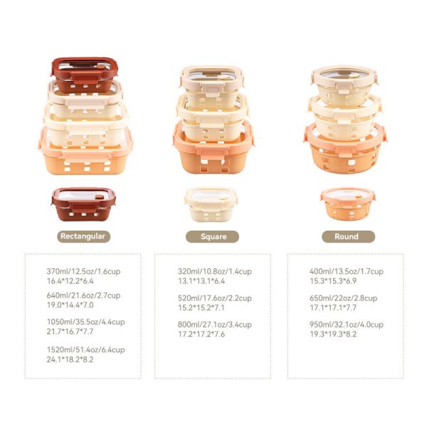 IKOO Airtight Leak Proof Borosilicate Glass Food Storage Container with Thermal Shock Resistance for Meal Prep