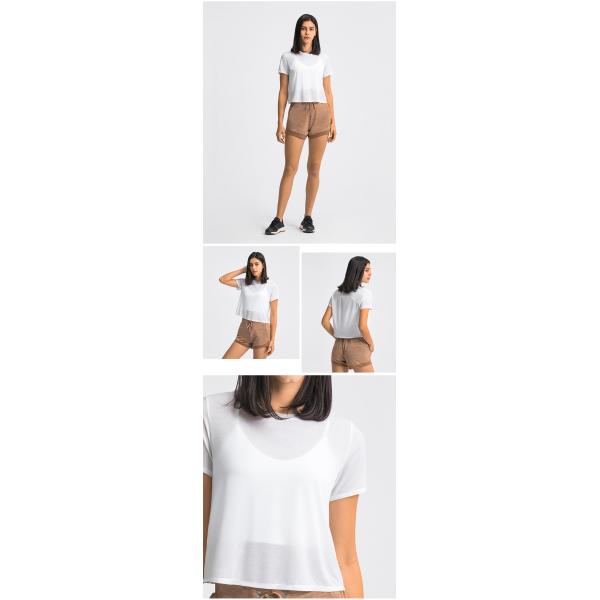 Loose Fit Yoga Short Sleeve Crew Neck T Shirts Breathable Gym Fitness Top