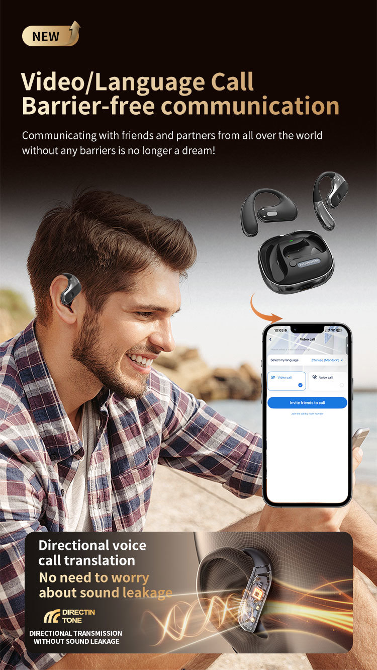 Video Call Language Translation Earphone 147 Languages Two Way Translation Device