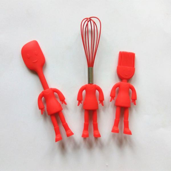 Country Kitchen Set Of Five Silicone MINI Kitchen Utensil Set Silicone Kitchen Baking Tools  Whisk Tong, Spatula, Spoon