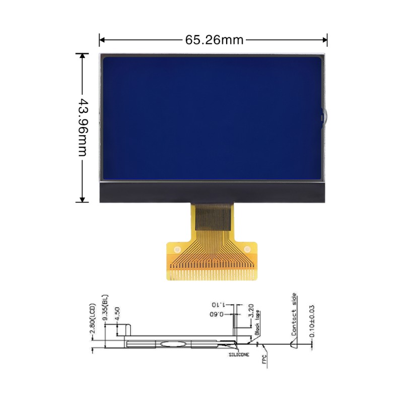 COG12864-20 2.8-Inch Blue Monochrome Screen 30 PIN Dot Matrix COG LCD Display Module ST7565R