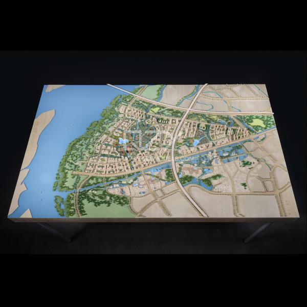 1:1000 Urban Planning Model with Conceptual Minimalism Style and Handmade Craftsmanship for Display and Study