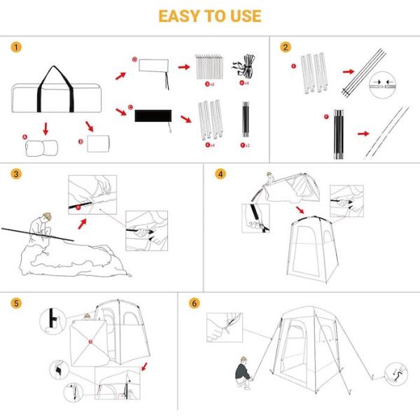 167*167*218CM Черный полиэстер портативный УФ защищенный всплывающие палаты конфиденциальности с мгновенной установкой для мероприятий на открытом воздухе