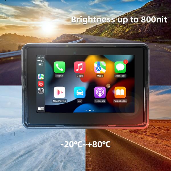 5Inch GRANDnavi Portable Navigation Device for Motorcycle Waterproof IPX6 CarPlay and Android Auto